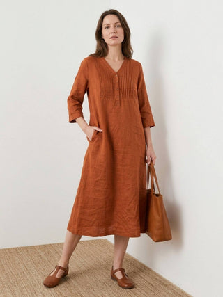 100% Cotton Linen Pintuck Dress