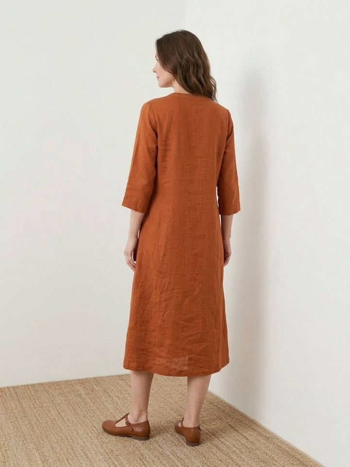 100% Cotton Linen Pintuck Dress