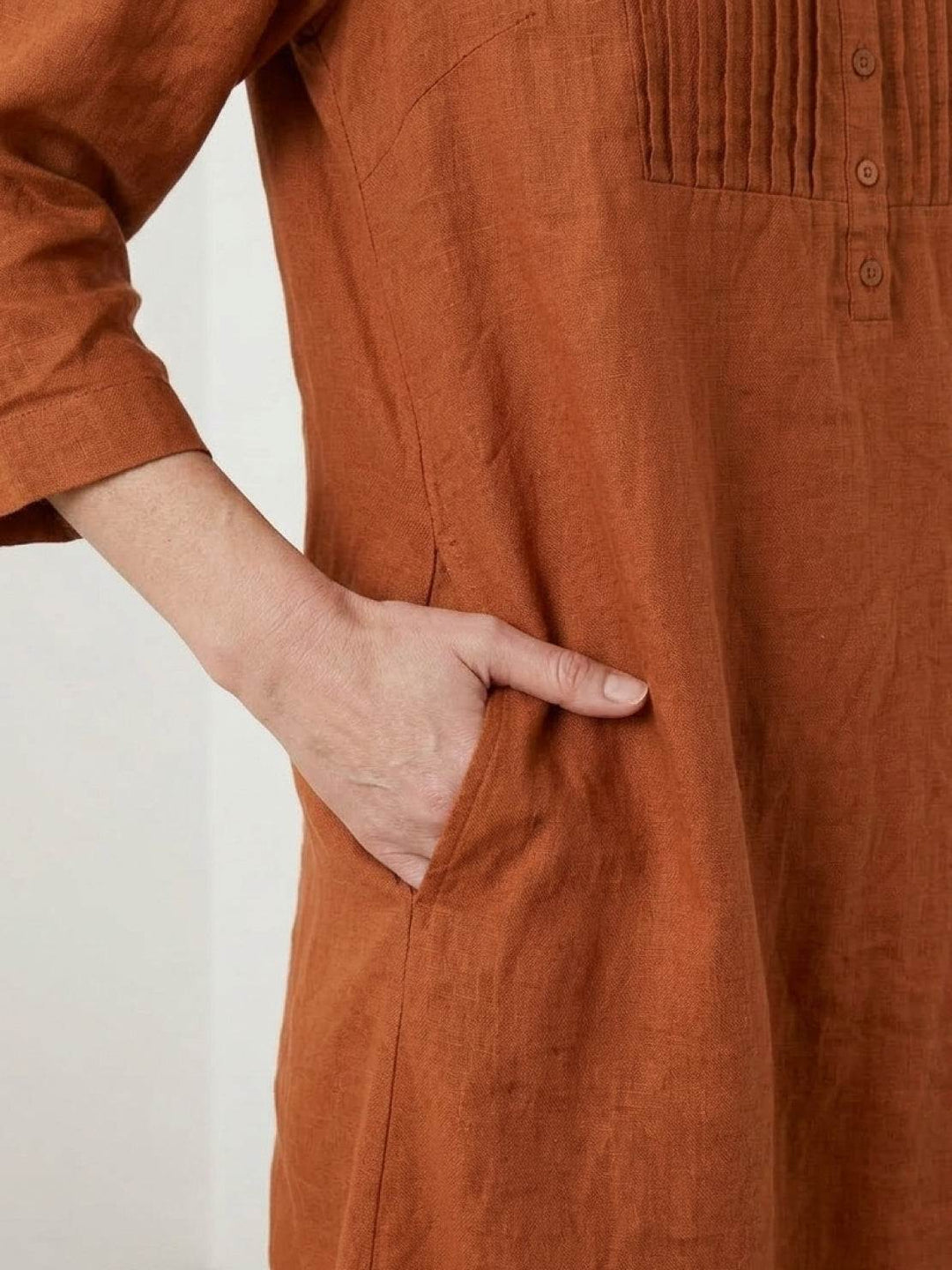 100% Cotton Linen Pintuck Dress