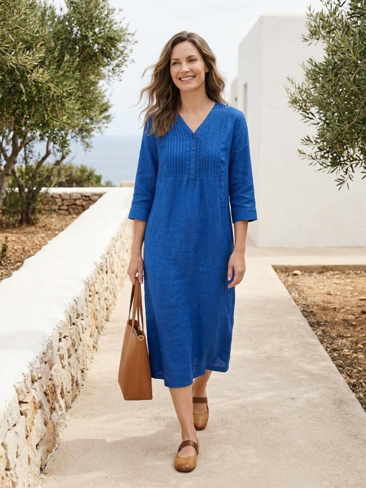 100% Cotton Linen Pintuck Dress
