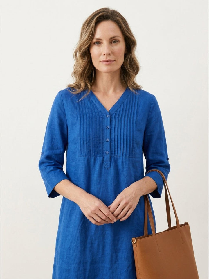 100% Cotton Linen Pintuck Dress