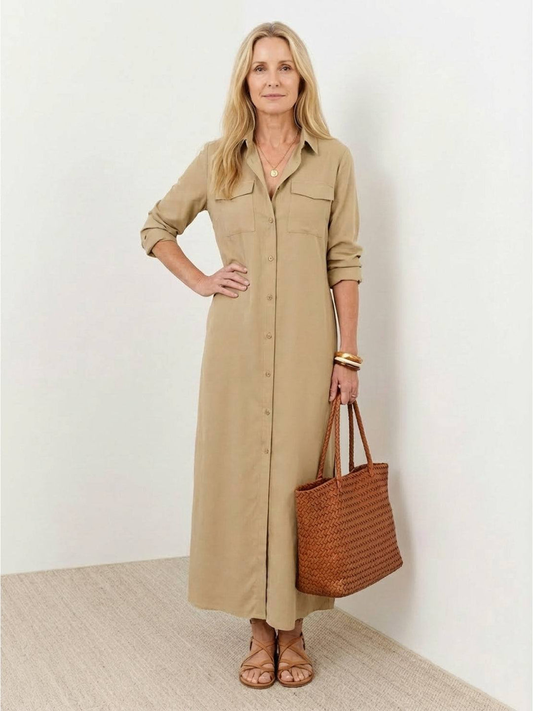 Wrinkle-Free Button-Down Dress