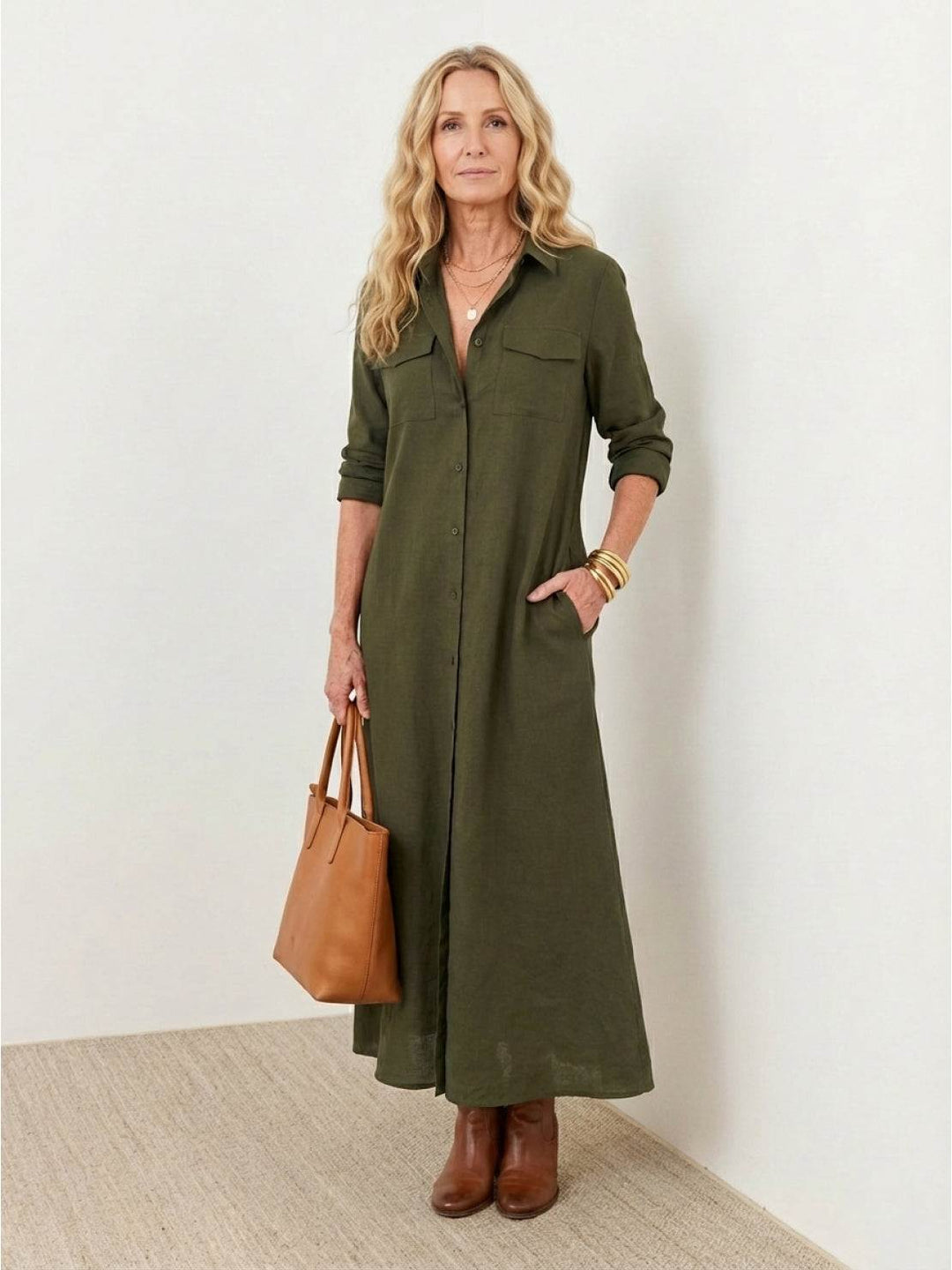 Wrinkle-Free Button-Down Dress