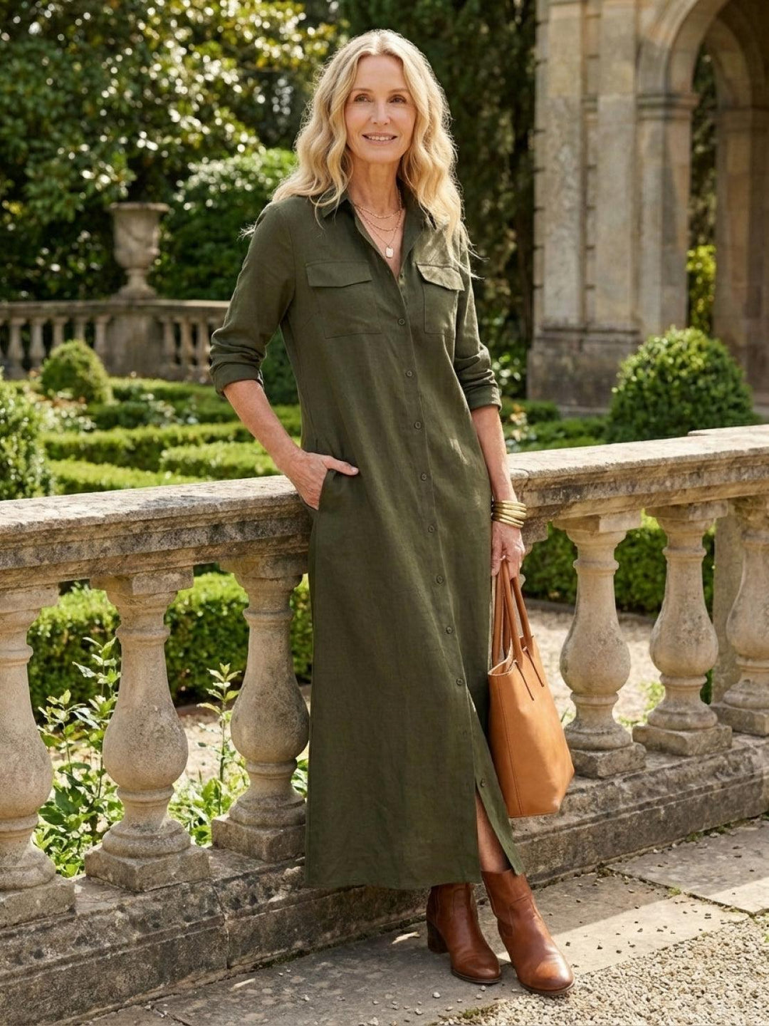 Wrinkle-Free Button-Down Dress