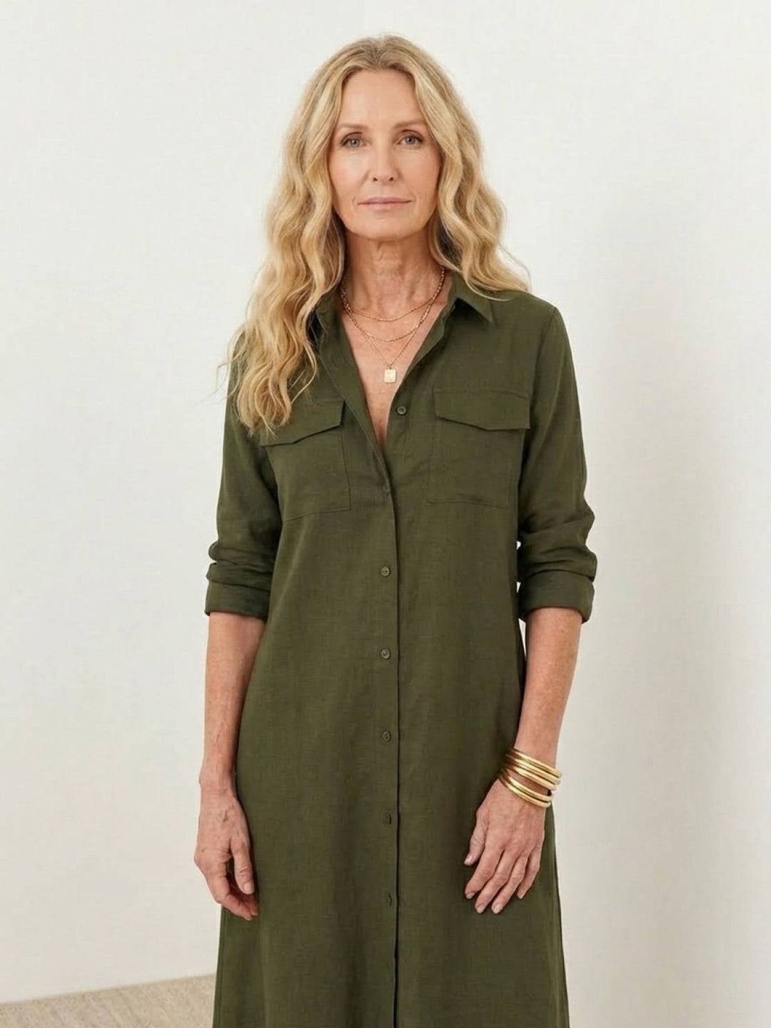 Wrinkle-Free Button-Down Dress