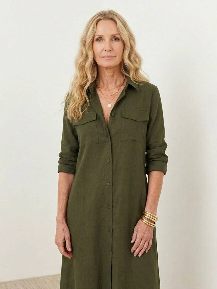 Wrinkle-Free Button-Down Dress