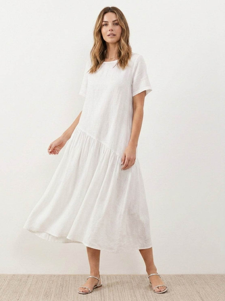 100% Cotton-Linen Summer Midi Dress