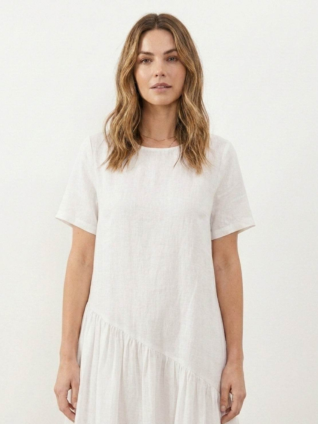 100% Cotton-Linen Summer Midi Dress