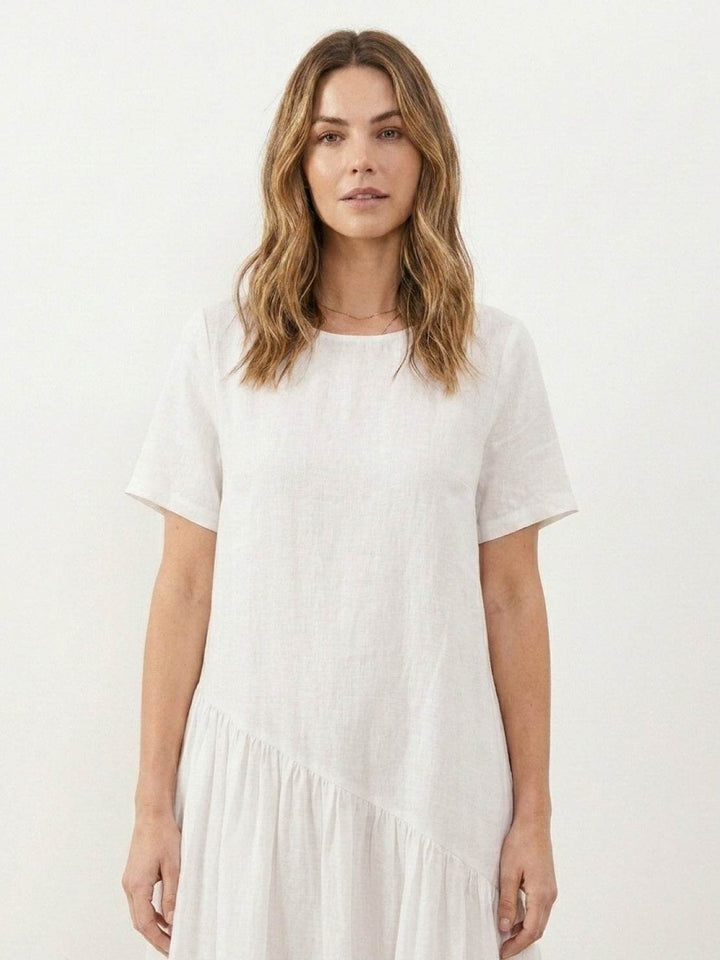 100% Cotton-Linen Summer Midi Dress