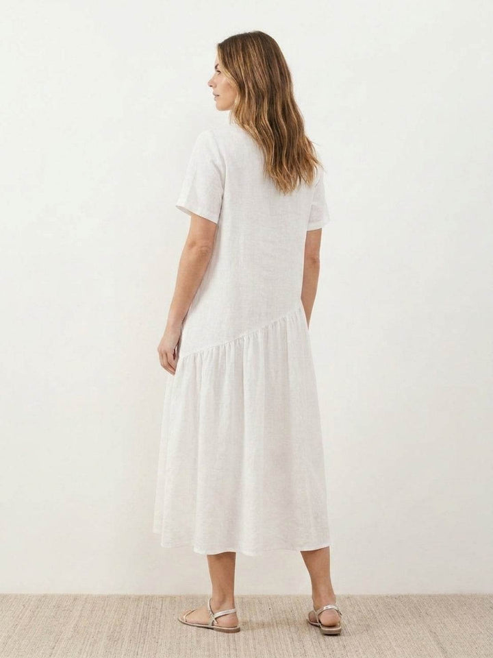 100% Cotton-Linen Summer Midi Dress