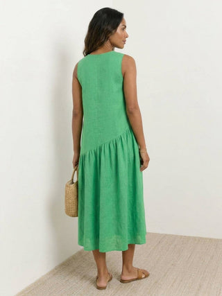 100% Cotton-Linen Summer Midi Dress