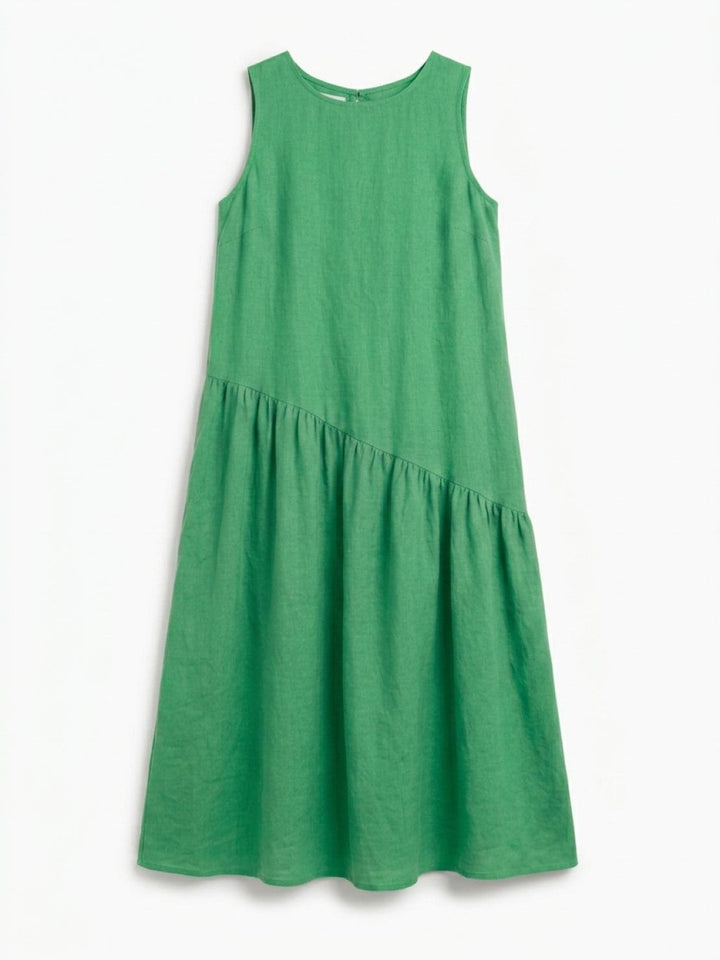 100% Cotton-Linen Summer Midi Dress