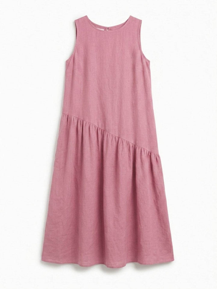 100% Cotton-Linen Summer Midi Dress