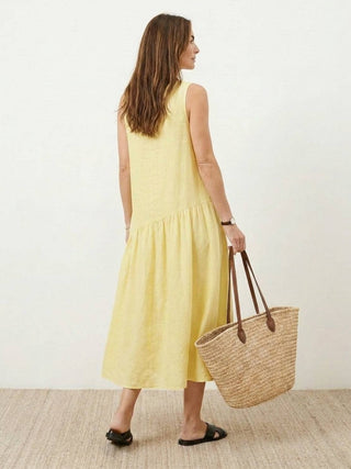 100% Cotton-Linen Summer Midi Dress