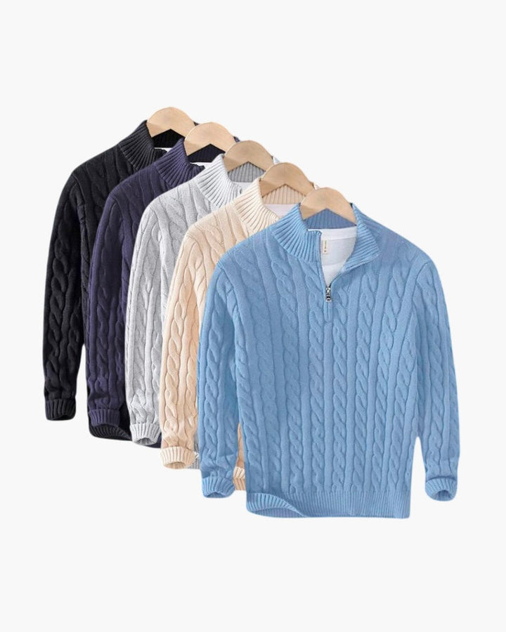 TAEBAEK – Pull torsadé zippé – Lot de 5