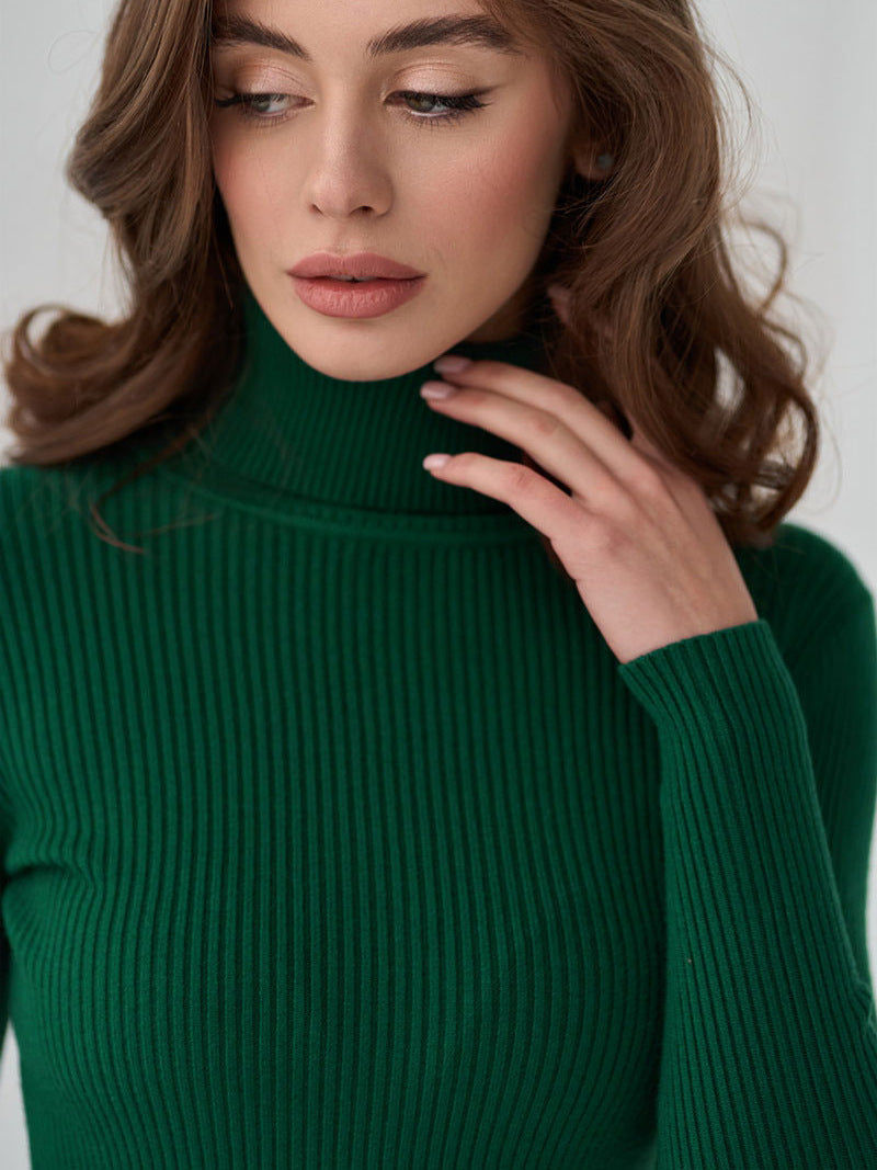 Ribbed Knit Turtleneck Sweater