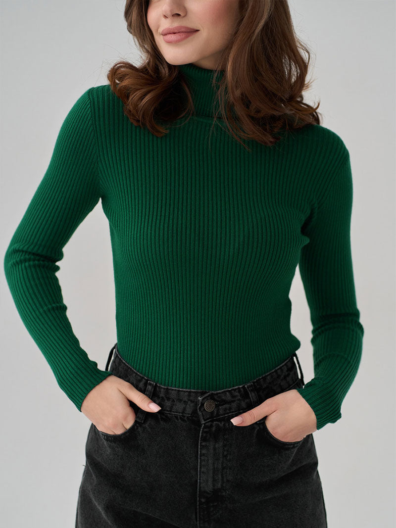 Ribbed Knit Turtleneck Sweater