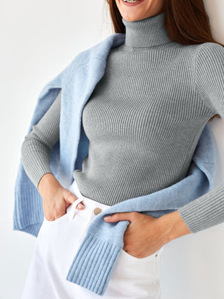 Ribbed Knit Turtleneck Sweater