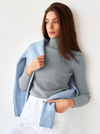 Ribbed Knit Turtleneck Sweater