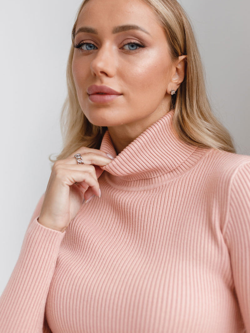 Ribbed Knit Turtleneck Sweater