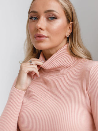 Ribbed Knit Turtleneck Sweater