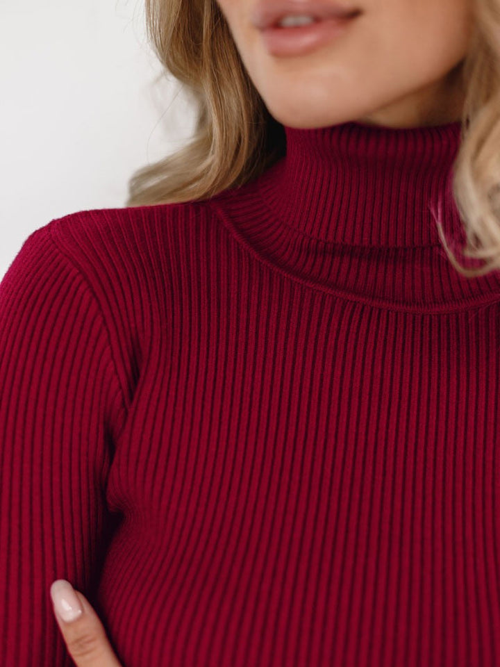 Ribbed Knit Turtleneck Sweater