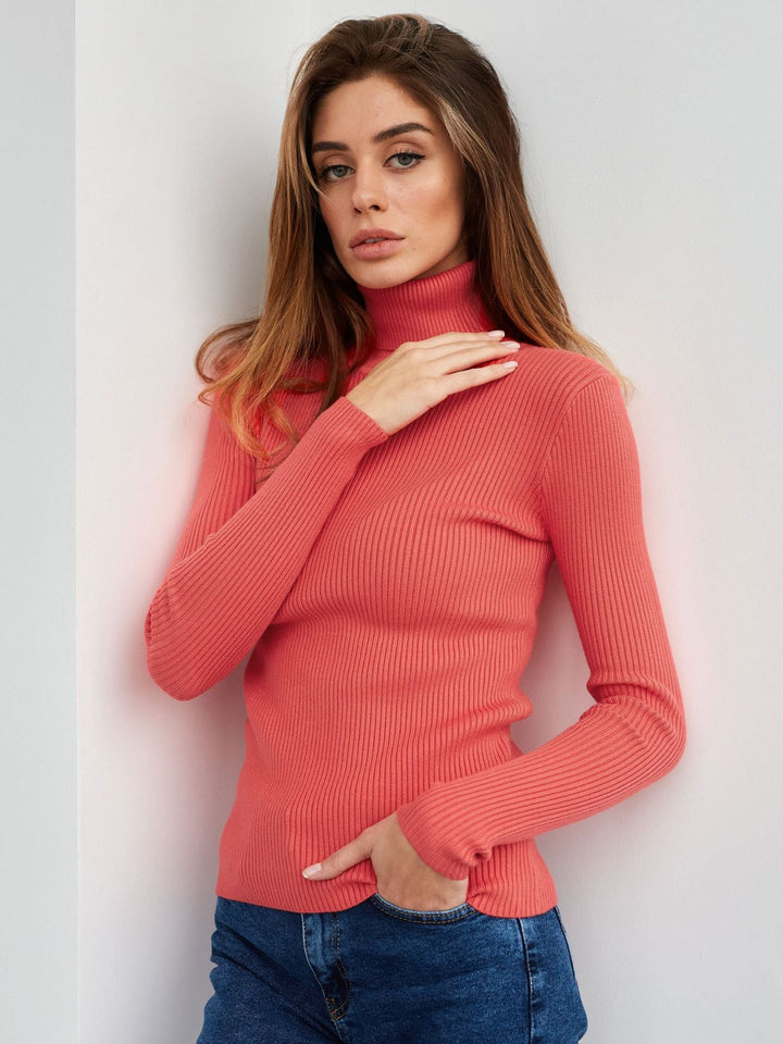 Ribbed Knit Turtleneck Sweater