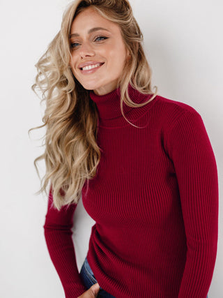 Ribbed Knit Turtleneck Sweater