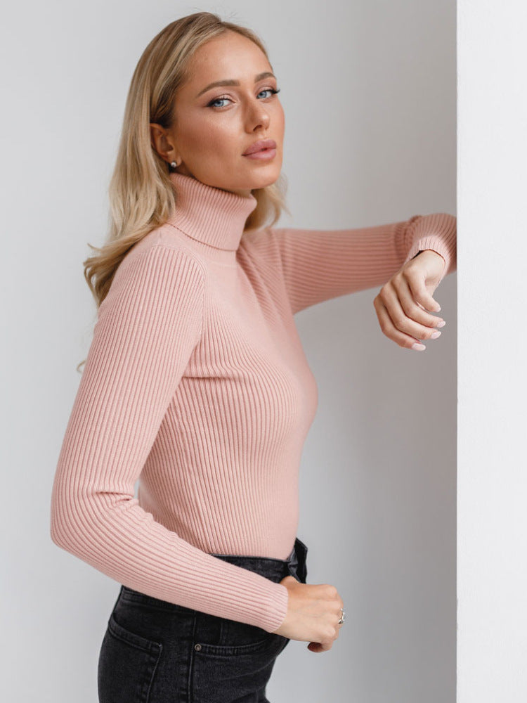 Ribbed Knit Turtleneck Sweater