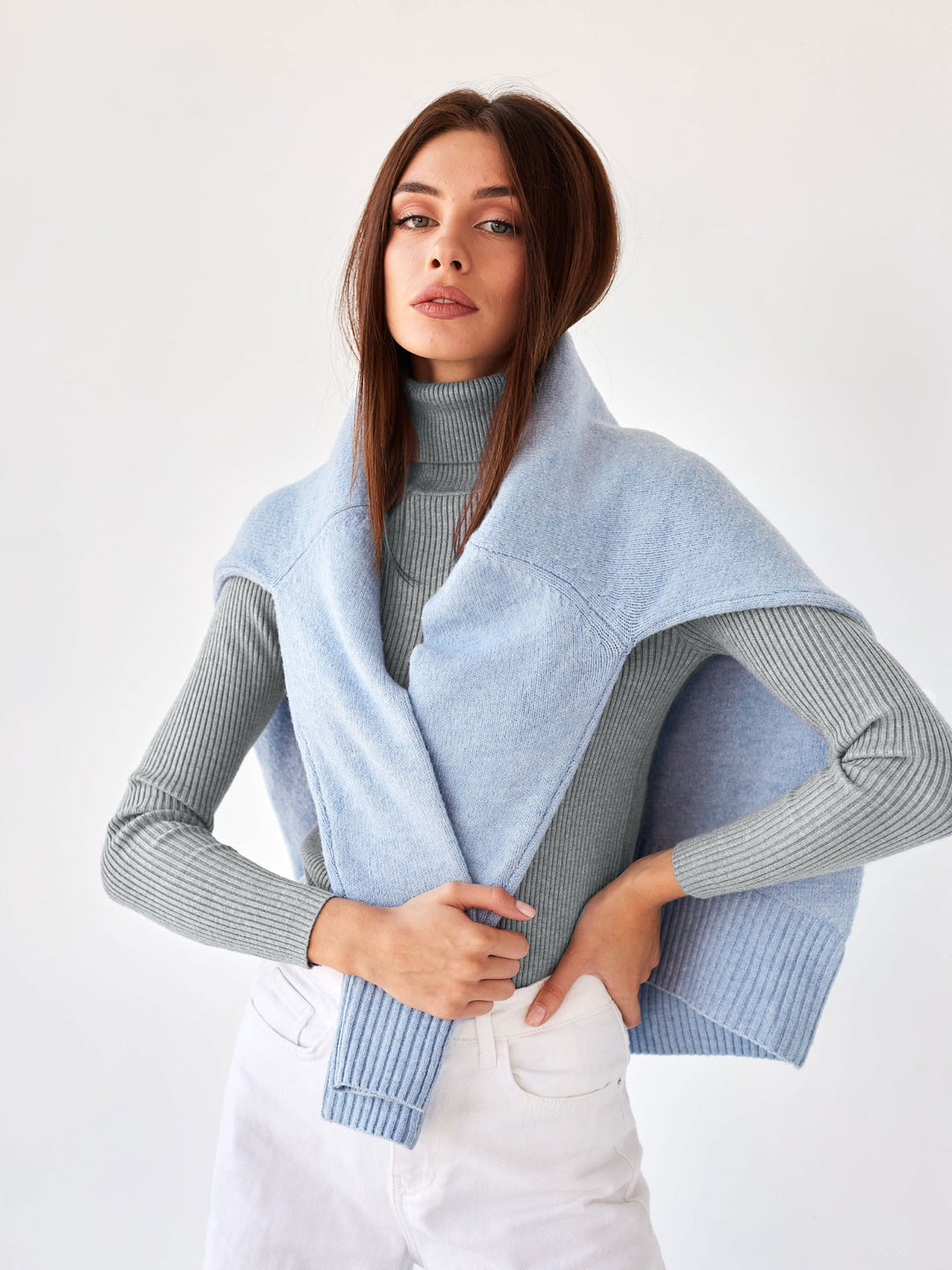 Ribbed Knit Turtleneck Sweater