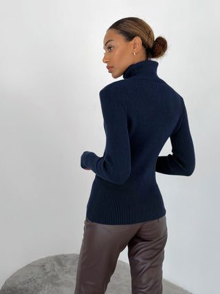 Ribbed Knit Turtleneck Sweater