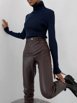 Ribbed Knit Turtleneck Sweater