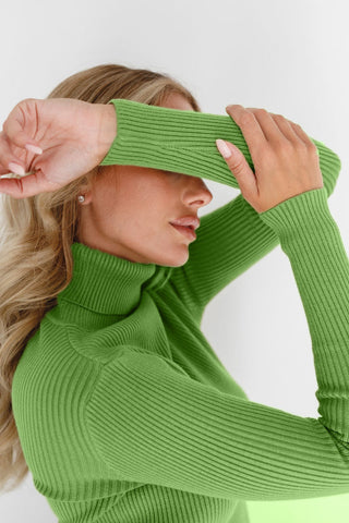 Ribbed Knit Turtleneck Sweater