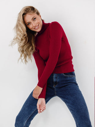 Ribbed Knit Turtleneck Sweater