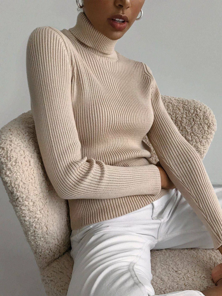 Ribbed Knit Turtleneck Sweater