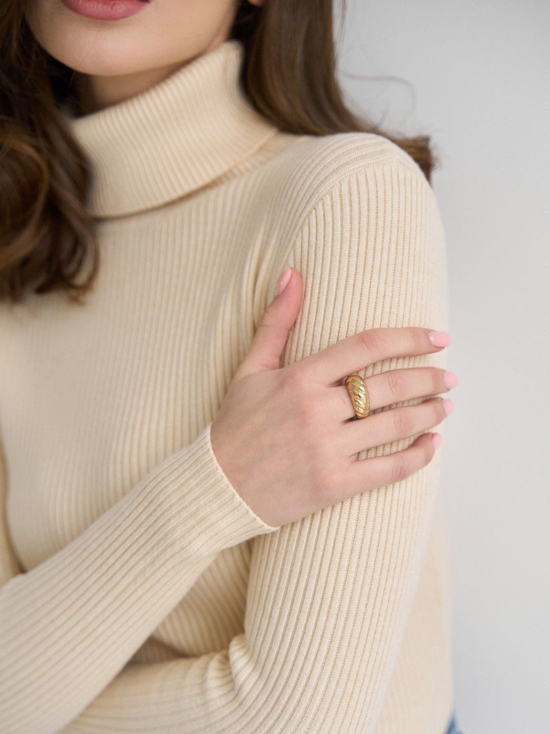 Ribbed Knit Turtleneck Sweater