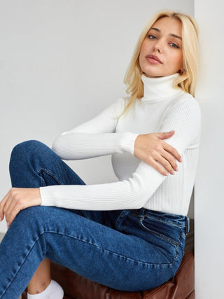 Ribbed Knit Turtleneck Sweater