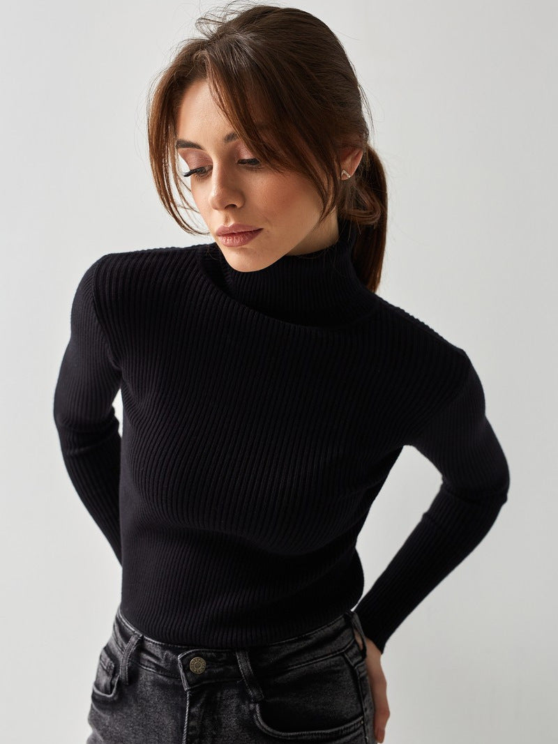 Ribbed Knit Turtleneck Sweater