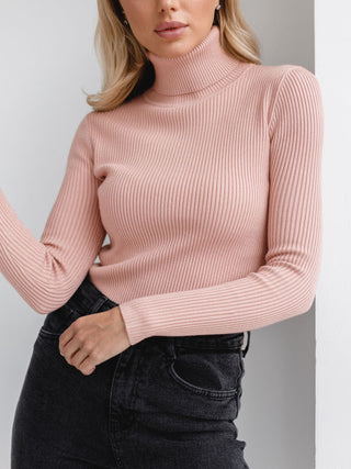 Ribbed Knit Turtleneck Sweater
