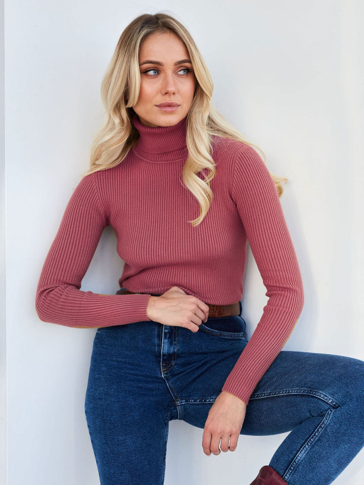 Ribbed Knit Turtleneck Sweater