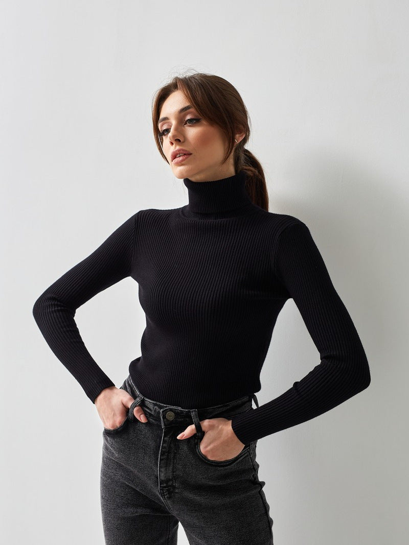 Ribbed Knit Turtleneck Sweater