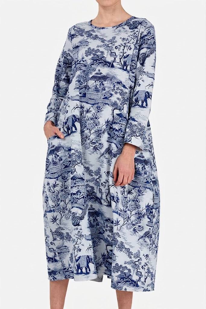 Japanese Porcelain Print Dress