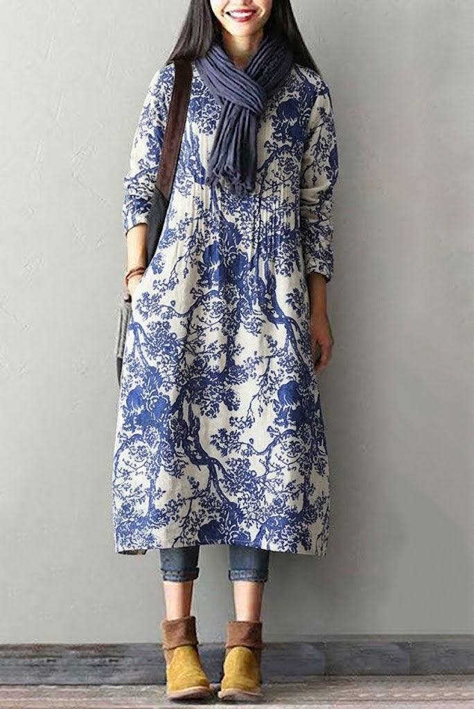 Japanese Porcelain Print Dress