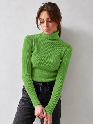 Ribbed Knit Turtleneck Sweater
