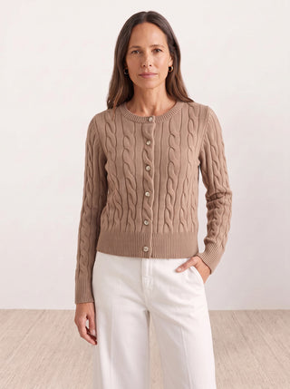 Cable-Knit Crew Cardigan