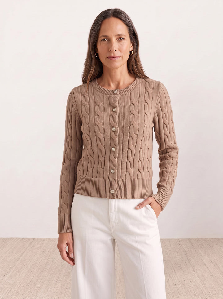 Cable-Knit Crew Cardigan