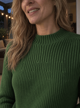 Pure Cotton Ribbed Mock-Neck Sweater