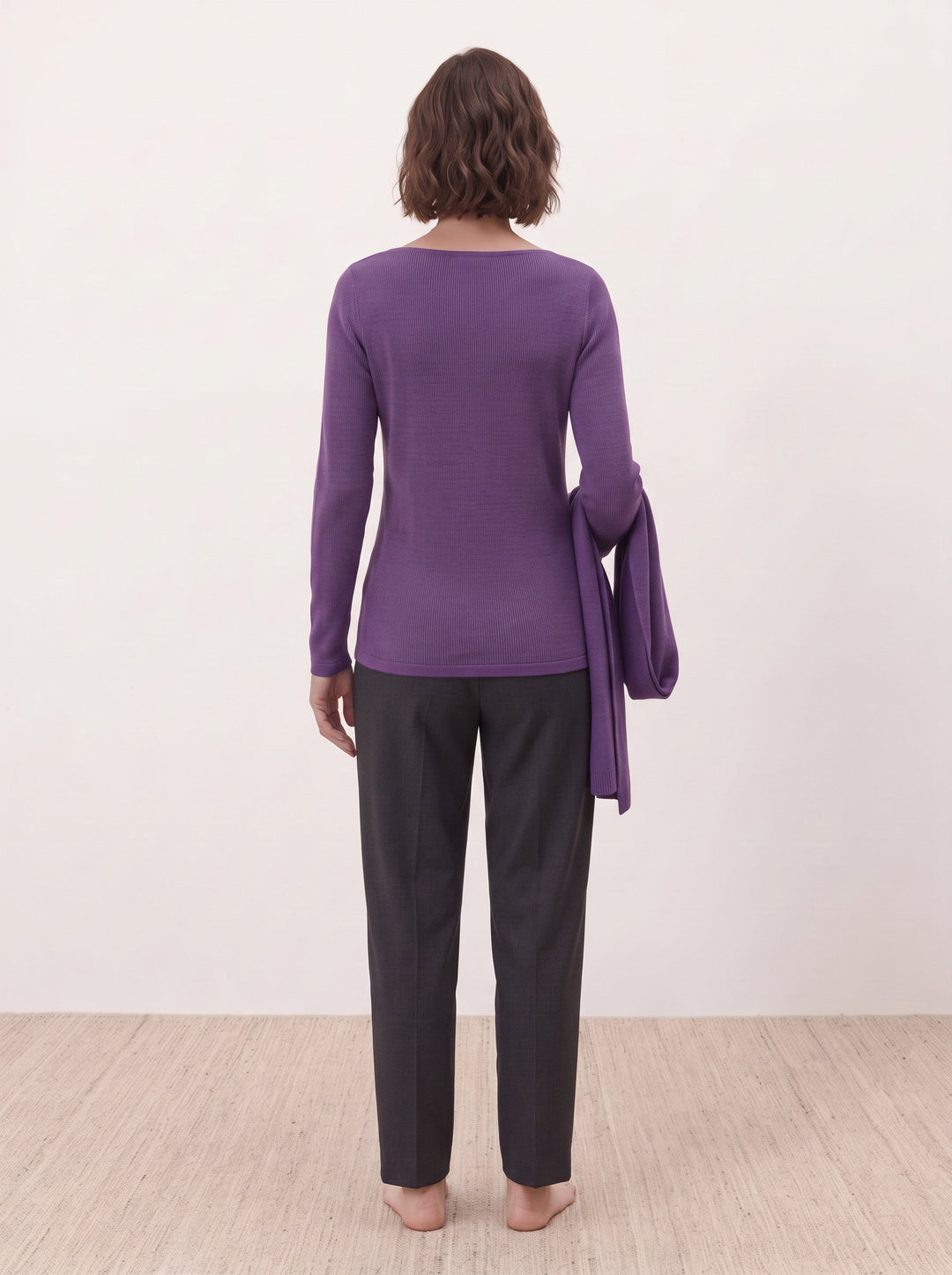 Seamless Merino Wool &amp; Silk Boat-Neck Knit Top