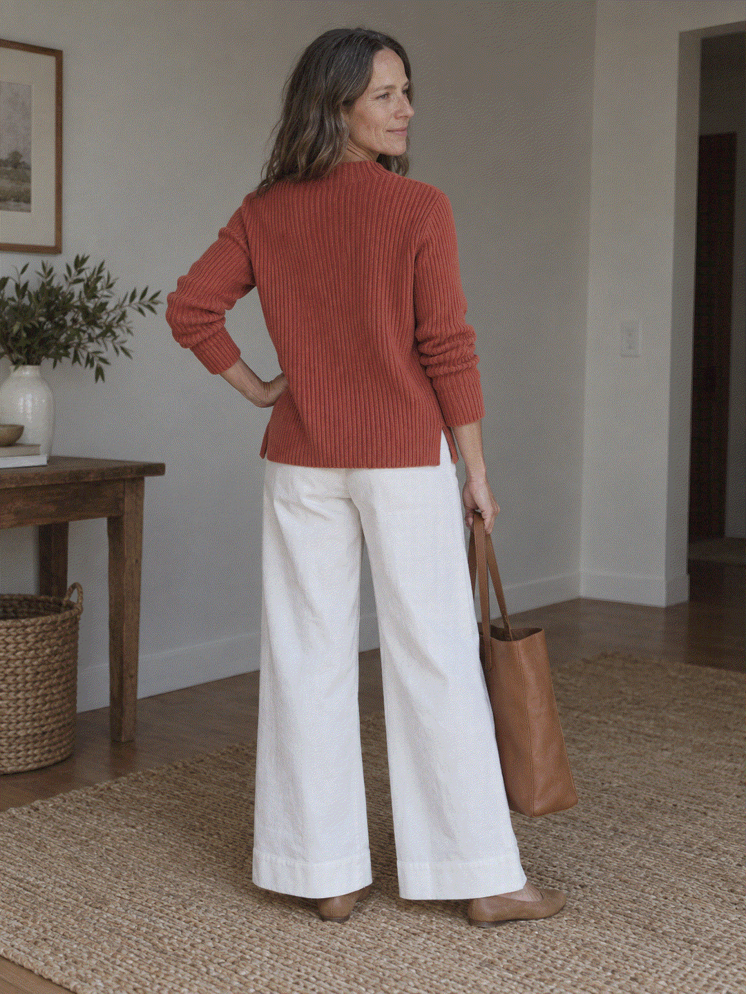 Pure Cotton Ribbed Mock-Neck Sweater