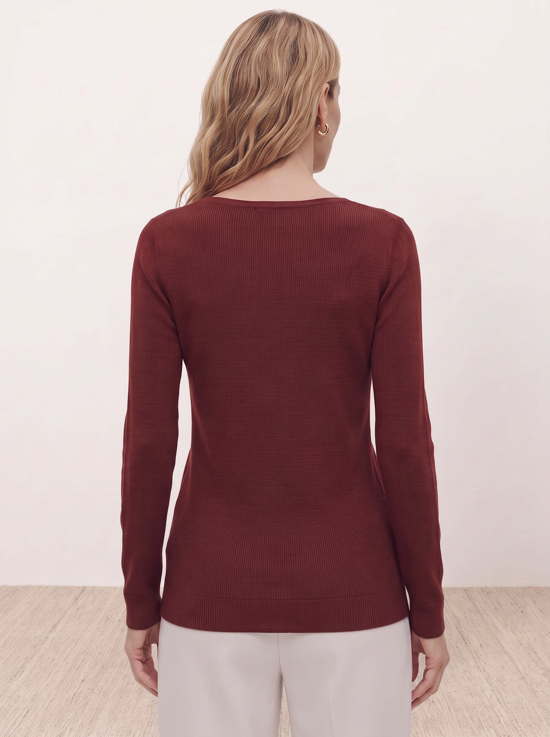 Seamless Merino Wool &amp; Silk Boat-Neck Knit Top